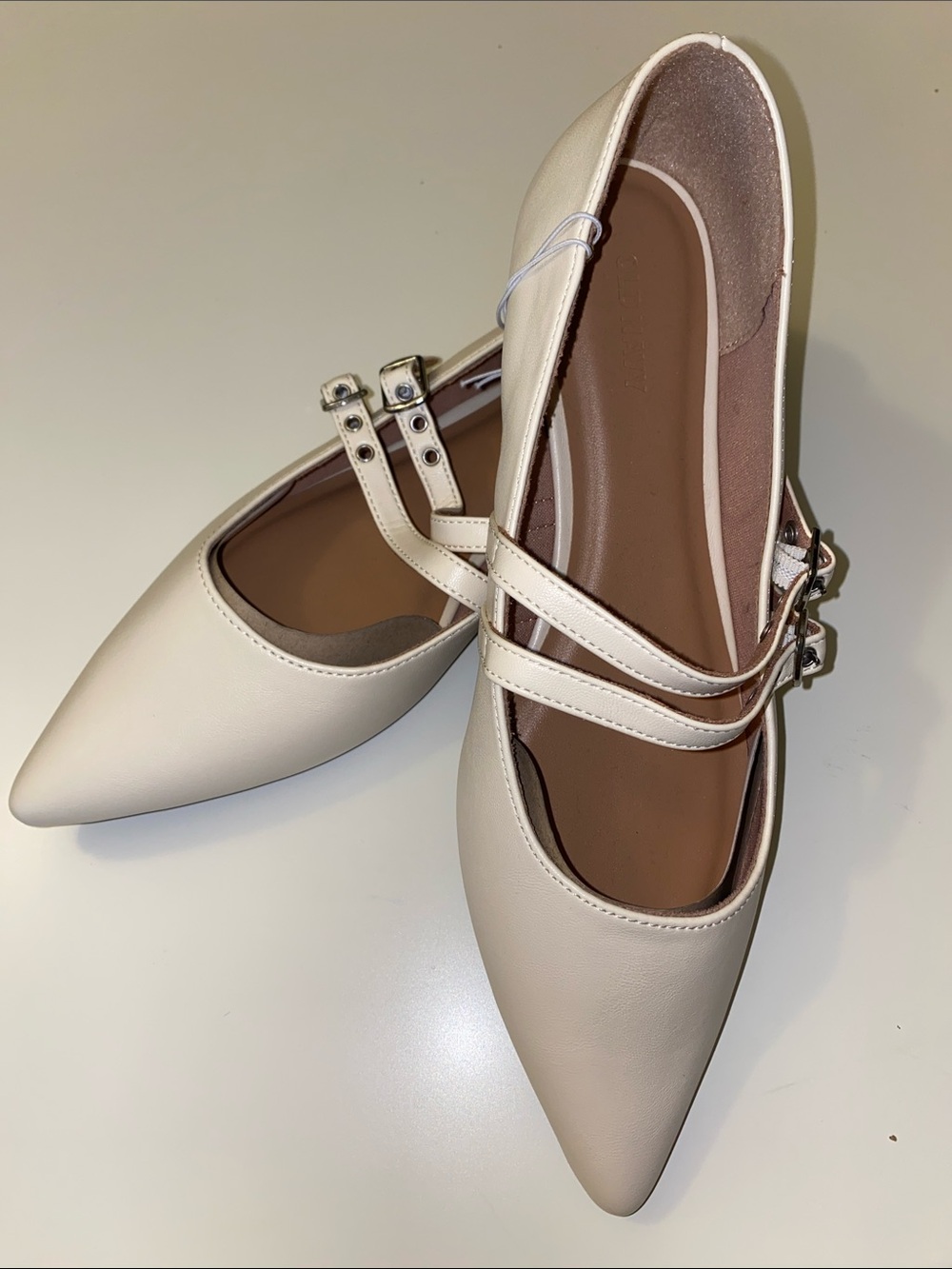 Old Navy Double-Buckle Mary Jane Flats BONE Size 9